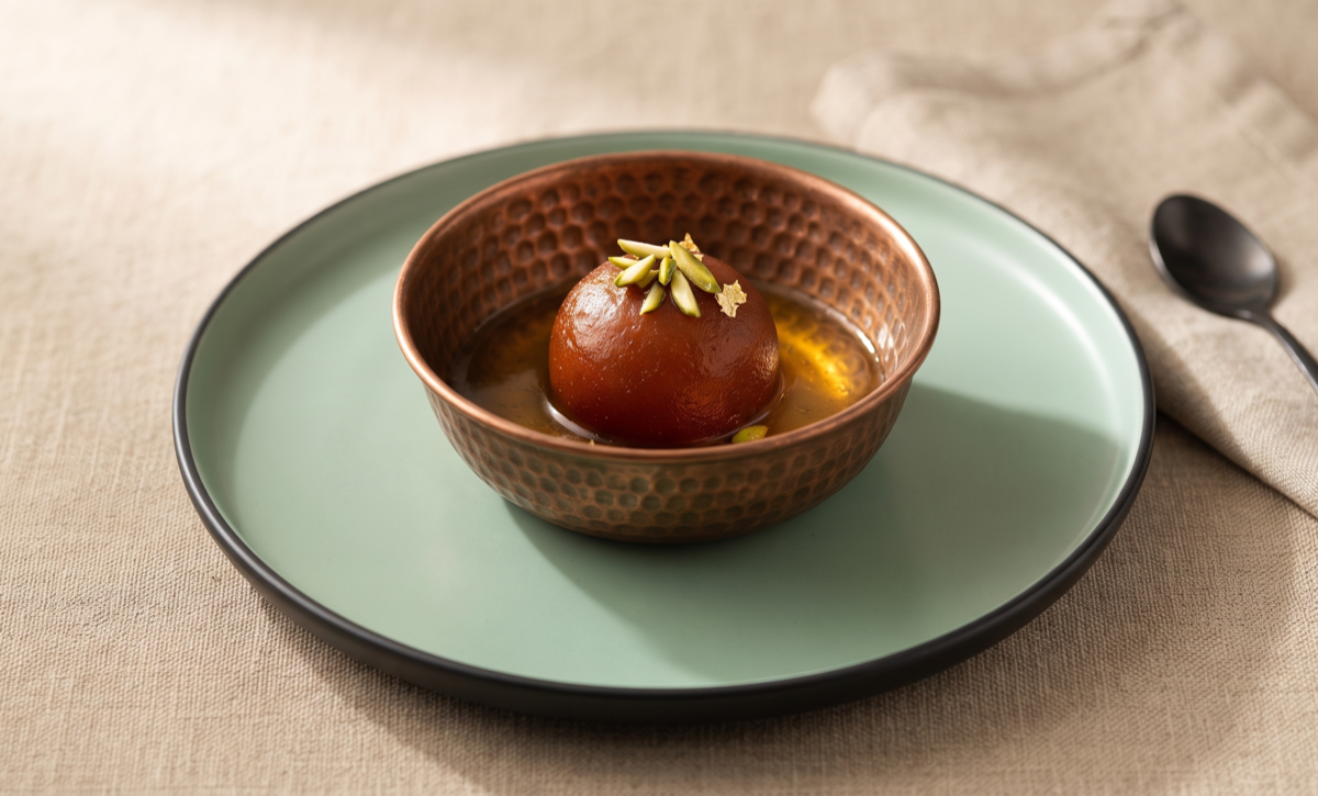 Gulab Jamun – Soft, juicy gulab jamun soaked in warm sugar syrup (Pure Veg, Desserts • Swadisht Mithaiyan) | Desi Chef Restaurant, Bengaluru