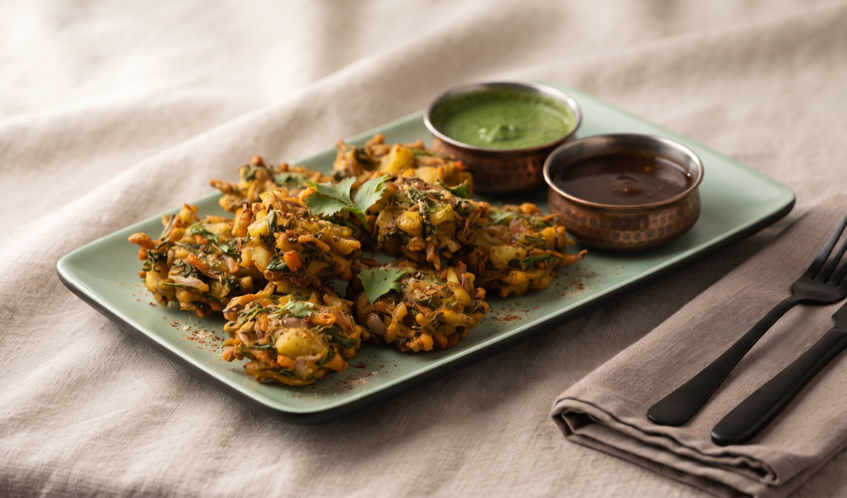 Special Pakora – Chef's mixed-veg fritter platter, crisp and piping hot (Pure Veg, Chatkara Junction - Snacks) | Desi Chef Restaurant, Bengaluru